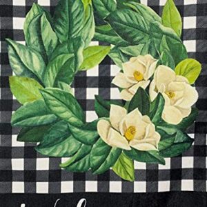 Magnolia Wreath Burlap Winter Garden Flag Welcome Floral 12.5" x 18"