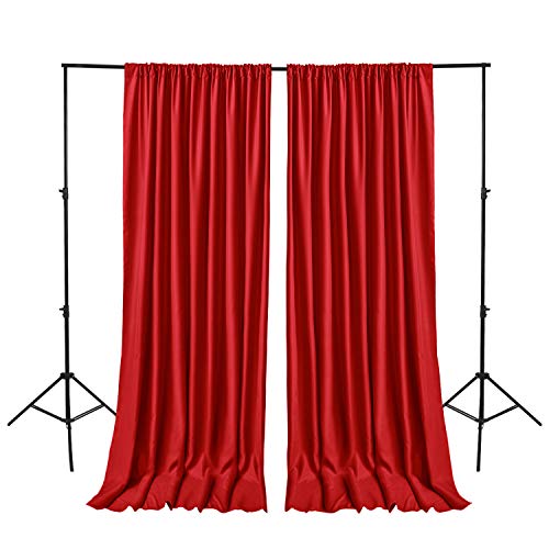 Hiasan Red Backdrop Curtains for Parties, Polyester Photography Backdrop Drapes for Family Gatherings, Wedding Decorations, 5ftx10ft, Set of 2 Panels