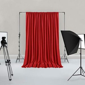 Hiasan Red Backdrop Curtains for Parties, Polyester Photography Backdrop Drapes for Family Gatherings, Wedding Decorations, 5ftx10ft, Set of 2 Panels