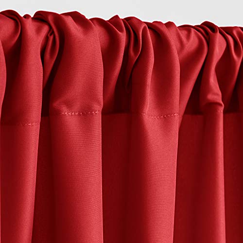 Hiasan Red Backdrop Curtains for Parties, Polyester Photography Backdrop Drapes for Family Gatherings, Wedding Decorations, 5ftx10ft, Set of 2 Panels