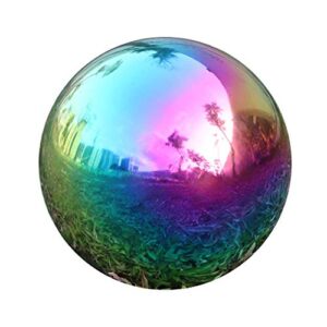 ushome rainbow home garden gazing globe mirror balls, polished stainless steel shiny sphere, ideal as a housewarming gift (6 inch)