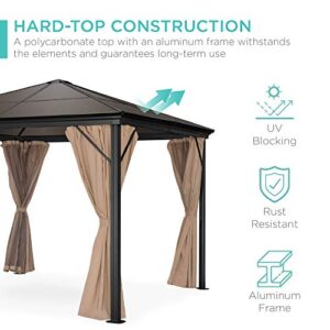 Best Choice Products 10x10ft Hardtop Gazebo, Outdoor Aluminum Canopy for Backyard, Patio, Garden w/Side Curtains, Mosquito Netting, Zippered Door