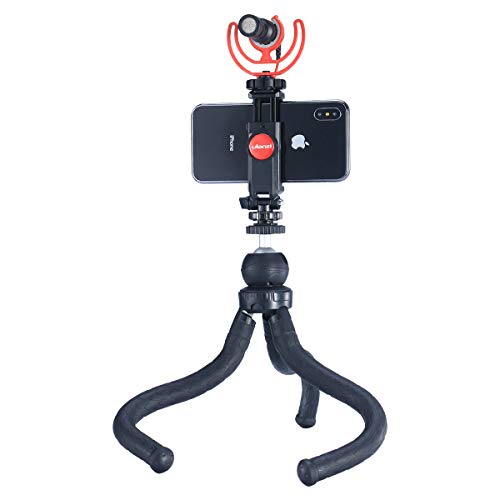 ST-06 Camera Hot Shoe Phone Tripod Mount Adapter 360 Rotation Phone Holder with Cold Shoe for Mic Light Stand Compatible with Canon Nikon Sony DSLR for DJI Ronin SC Gimbal Stabilizer