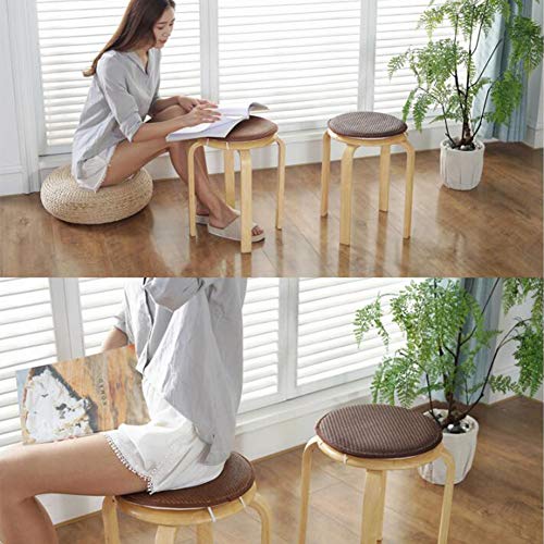 YUMUO Round Spong Seat Cushion,Comfort Breathable Dining Chair Cushions - Perfect for Kitchen Patio Furniture Garden Home S-Cotton Linen 30cmx30cm(11x11inch)