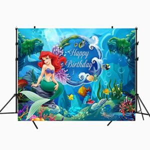 7x5ft ariel mermaid princess backdrop,under the sea mermaid background for photography girls birthday party decoration supplies