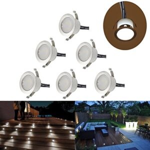 led deck lights kit, low voltage 6 pcs waterproof ip67 Φ1.22 recessed deck lamp cold white led in-ground lighting outdoor garden yard pathway patio step stairs landscape decor lamps