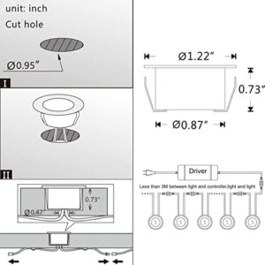 LED Deck Lights Kit, Low Voltage 6 pcs Waterproof IP67 Φ1.22 Recessed Deck Lamp Cold White LED In-ground Lighting Outdoor Garden Yard Pathway Patio Step Stairs Landscape Decor Lamps