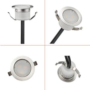 LED Deck Lights Kit, Low Voltage 6 pcs Waterproof IP67 Φ1.22 Recessed Deck Lamp Cold White LED In-ground Lighting Outdoor Garden Yard Pathway Patio Step Stairs Landscape Decor Lamps