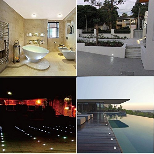 LED Deck Lights Kit, Low Voltage 6 pcs Waterproof IP67 Φ1.22 Recessed Deck Lamp Cold White LED In-ground Lighting Outdoor Garden Yard Pathway Patio Step Stairs Landscape Decor Lamps
