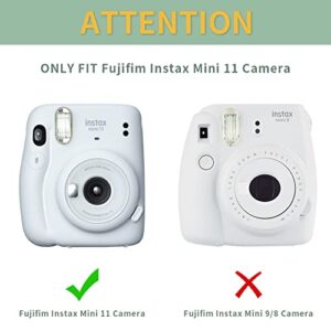 CAIYOULE Protective Camera Case for Fujifilm Instax Mini 11 Instant Film Camera Clear Case with Upgraded Film Pocket Pouch for Storing Photos and Adjustable Shoulder Strap