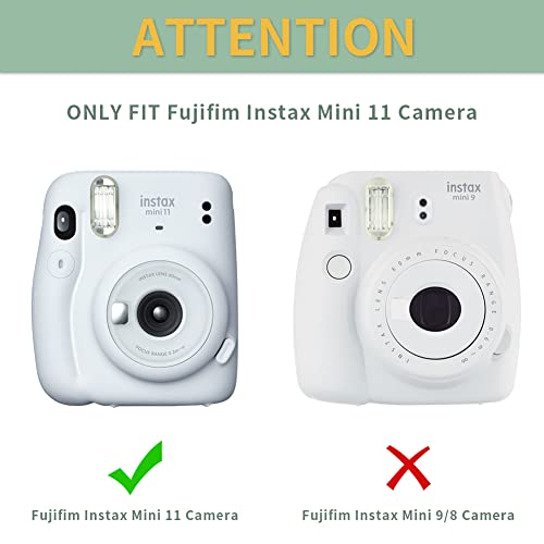 CAIYOULE Protective Camera Case for Fujifilm Instax Mini 11 Instant Film Camera Clear Case with Upgraded Film Pocket Pouch for Storing Photos and Adjustable Shoulder Strap