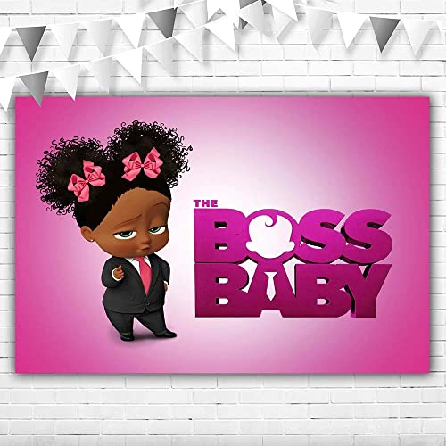 African American Baby Princess Backdrop for Birthday Party Supplies 5x3ft Hot Pink Background for Baby Shower Cartoon Black Girl Theme Party Wall Decor Vinyl Gender Reveal Baby Shower Background