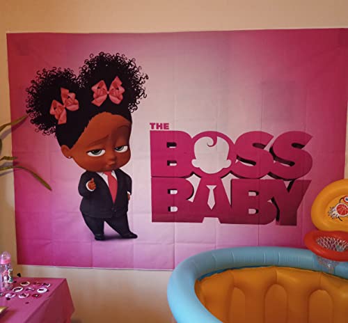 African American Baby Princess Backdrop for Birthday Party Supplies 5x3ft Hot Pink Background for Baby Shower Cartoon Black Girl Theme Party Wall Decor Vinyl Gender Reveal Baby Shower Background