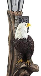 Ebros Home of The Brave Patriotic American Bald Eagle Perching On Tree Stump Garden Courtesy Night Light Statue Solar LED Lantern Lamp Guest Greeter Decor for Patio Poolside Home Figurine