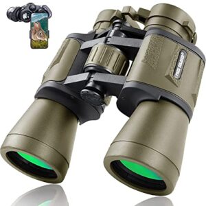 20×50 military binoculars for adults with smartphone adapter – compact waterproof tactical binoculars for bird watching hunting hiking concert travel theater with bak4 prism fmc lens, mud