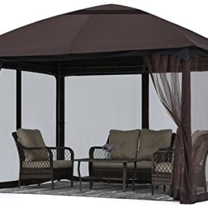 MASTERCANOPY Soft Top Outdoor Garden Gazebo for Patios with Netting Walls (10x10, Brown)