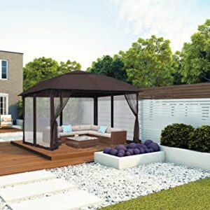 MASTERCANOPY Soft Top Outdoor Garden Gazebo for Patios with Netting Walls (10x10, Brown)