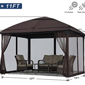 MASTERCANOPY Soft Top Outdoor Garden Gazebo for Patios with Netting Walls (10x10, Brown)