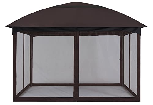 MASTERCANOPY Soft Top Outdoor Garden Gazebo for Patios with Netting Walls (10x10, Brown)