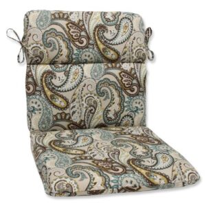 pillow perfect 537078 outdoor/indoor tamara paisley quartz round corner chair cushion, 40.5″ x 21″, blue