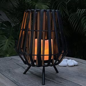 pearlstar solar candle lantern outdoor – solar lamp decorative waterproof led flickering flameless lights for indoor desk patio garden pathway yard