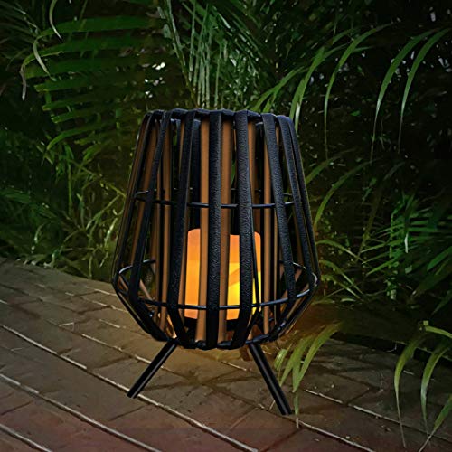 pearlstar Solar Candle Lantern Outdoor - Solar Lamp Decorative Waterproof LED Flickering Flameless Lights for Indoor Desk Patio Garden Pathway Yard