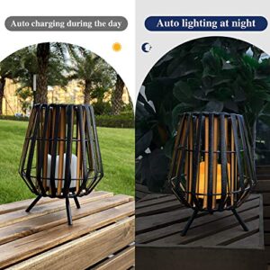 pearlstar Solar Candle Lantern Outdoor - Solar Lamp Decorative Waterproof LED Flickering Flameless Lights for Indoor Desk Patio Garden Pathway Yard