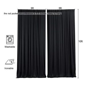 10x10 Black Backdrop Curtain for Parties Wrinkle Free Black Photo Curtains Backdrop Drapes Fabric Decoration for Birthday Party Wedding 5ft x 10ft,2 Panels