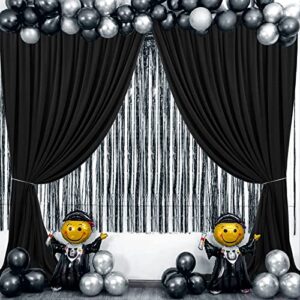 10x10 Black Backdrop Curtain for Parties Wrinkle Free Black Photo Curtains Backdrop Drapes Fabric Decoration for Birthday Party Wedding 5ft x 10ft,2 Panels