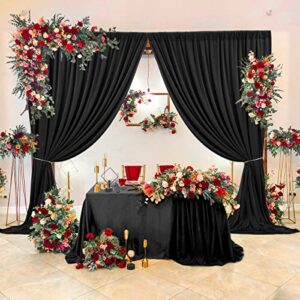 10x10 Black Backdrop Curtain for Parties Wrinkle Free Black Photo Curtains Backdrop Drapes Fabric Decoration for Birthday Party Wedding 5ft x 10ft,2 Panels