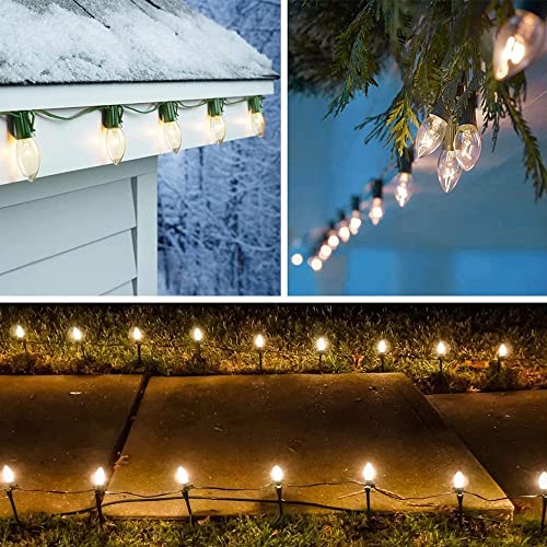 Pallerina C7 Christmas Lights, 25Ft C7 Clear Christmas String Lights with 27 C7 Warm White Bulbs, Vintage Christmas String Lights for Garden, Patio, Backyard, Cafe, Xmas Party, 5 Watt e12 Base