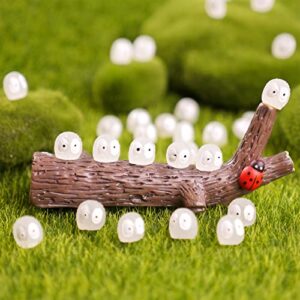 100Pcs Glow in The Dark Little Briquettes Elves Garden Miniatures Accessories Luminous Forest Elves Resin Fairy Garden Micro Landscape Doll Accessories for Gnomes Garden Outdoor Patio Lawn Yard Decor