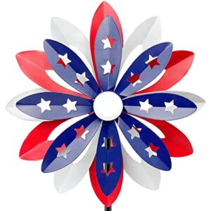 wind spinners outdoor metal with patriotic, magical garden windmill decor kinetic sculptures for yard garden lawn, american flag pinwheel decorations