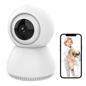 zjx wifi camera indoor, pet camera with phone app, 1080p home security cam for dog/cat/baby/elder/nanny, 2-way talk, motion tracking, motion and sound detection, compatible with alexa white ic-03