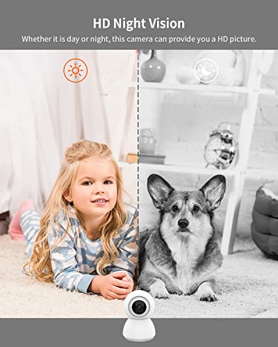 ZJX WiFi Camera Indoor, Pet Camera with Phone APP, 1080P Home Security Cam for Dog/Cat/Baby/Elder/Nanny, 2-Way Talk, Motion Tracking, Motion and Sound Detection, Compatible with Alexa White IC-03