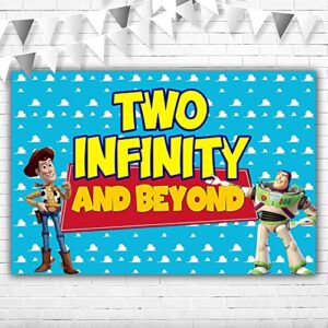 youran happy birthday banner two infinity and beyond 5×3 toy story clouds background for boy 2nd birthday party vinyl woody backdrops toy story 2 for nursery wall decoration