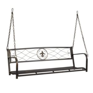 vingli upgraded metal patio porch swing, 660 lbs weight capacity steel porch swing chair for outdoors, heavy duty swing chair, bench swing for gardens & yards (antique bronze)