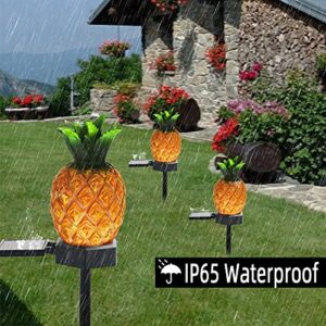 VGYVGYCC Garden Decor Solar Stake Lights - 2 Pack Outdoor Pineapple Waterproof Lights Pathway Yard Lawn Walkway Decoration