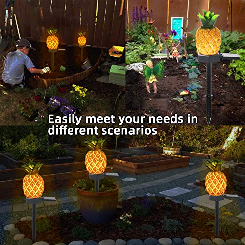 VGYVGYCC Garden Decor Solar Stake Lights - 2 Pack Outdoor Pineapple Waterproof Lights Pathway Yard Lawn Walkway Decoration