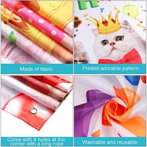 Cat Happy Birthday Backdrop Kitten Photography Background Pet Paw Cat Theme Party Photo Backdrop Birthday Party Decorations for Cat Owner Children Kids Cake Table Decorations