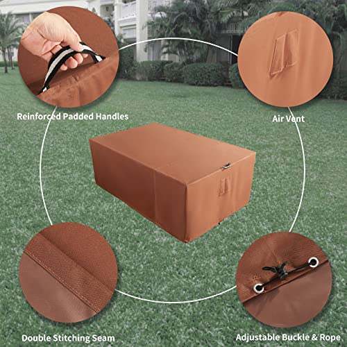 YINKEEHM Patio Furniture Covers 600D Heavy Duty Waterproof Patio Furniture Set Cover, Outdoor Sectional Sofa Set Covers Patio Table and Chair Set Cover with Air Vent and Handle 110" W x 84" D x 28"