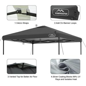 KAMPKEEPER 10x10 Pop Up Canopy Tent Top Replacement Cover Roof with Air Vent, Polyester UV 30 Waterproof for Outdoor Garden Patio Pavilion Sun Shade(Top Only)-Black