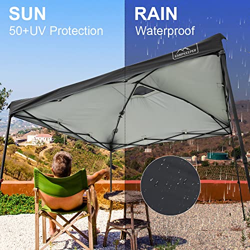 KAMPKEEPER 10x10 Pop Up Canopy Tent Top Replacement Cover Roof with Air Vent, Polyester UV 30 Waterproof for Outdoor Garden Patio Pavilion Sun Shade(Top Only)-Black