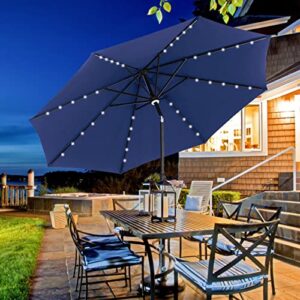 Sunoutife Patio Umbrella with Solar Lights, 10FT Large Outdoor Table Umbrella with Tilt Adjustment and Crank for Market Garden Backyard & Pool