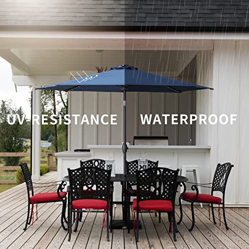 Sunoutife Patio Umbrella with Solar Lights, 10FT Large Outdoor Table Umbrella with Tilt Adjustment and Crank for Market Garden Backyard & Pool