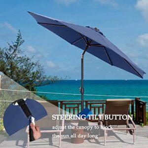 Sunoutife Patio Umbrella with Solar Lights, 10FT Large Outdoor Table Umbrella with Tilt Adjustment and Crank for Market Garden Backyard & Pool