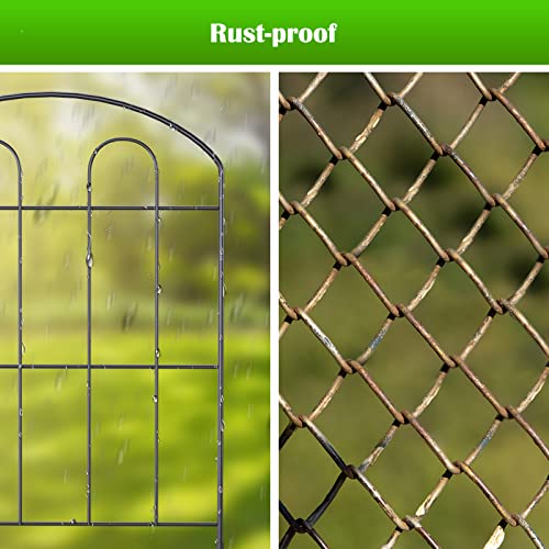 28 Pack Decorative Garden Fence Outdoor 24in (H) x 30ft (L) Coated Metal RustProof Landscape Wrought Iron Wire Border Folding Patio Fences Flower Bed Fencing Animal Barrier Section Panels Decor