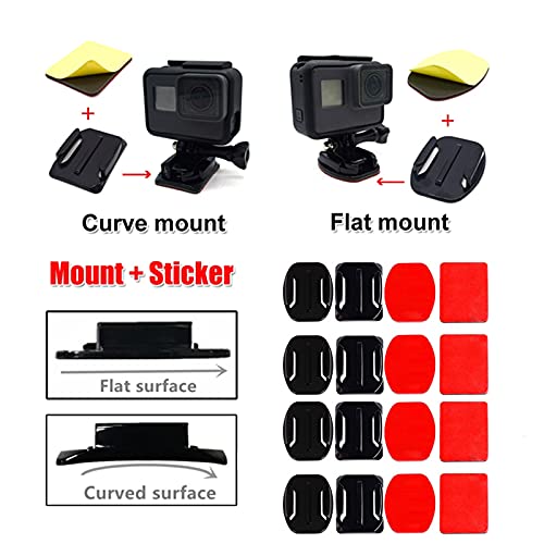 Helmet Adhesive Sticky Mounts and Buckle and Thumb Screws Accessory Kit,Compatible with GoPro Hero 11 10 9 8 Max Go Pro 7 6 5 4 3 3+ 2018 Session Fusion Insta360 DJI Osmo AKASO APEMAN Campark SJCAM