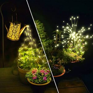 anordsem solar outdoor lights garden decorative-waterproof solar watering can with lights and solar firework lights for yard lawn patio pathway courtyard party decorations gardening gifts