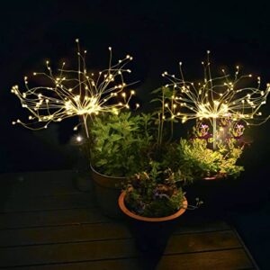 Anordsem Solar Outdoor Lights Garden Decorative-Waterproof Solar Watering Can with Lights and Solar Firework Lights for Yard Lawn Patio Pathway Courtyard Party Decorations Gardening Gifts